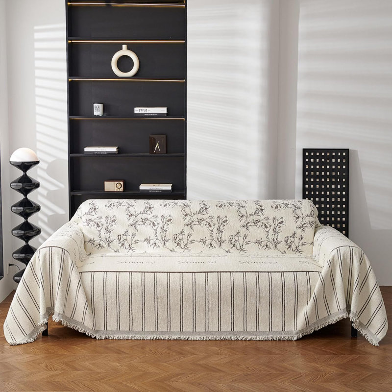 Hokku Designs Farmhouse Stain Resistant Reversible T-Cushion Sofa ...